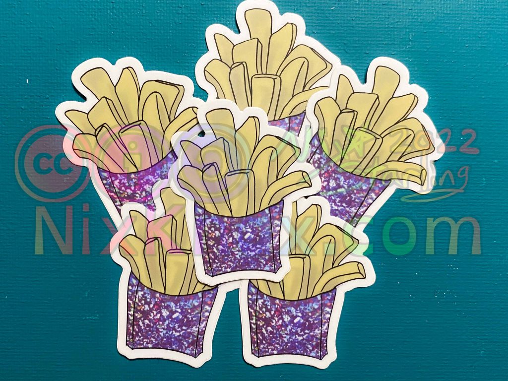 photo of stickers. these are the glitter fries sticker