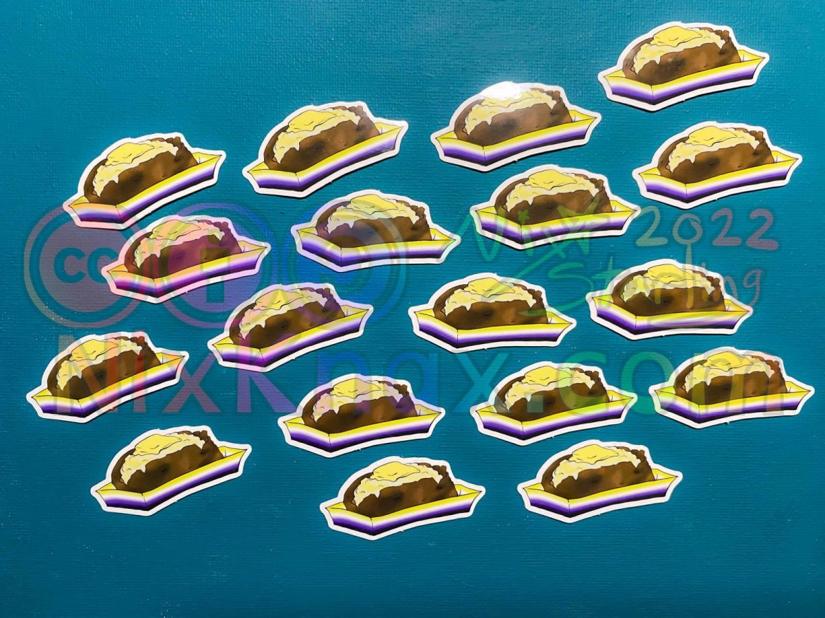 Non-binary Pride fry Sticker